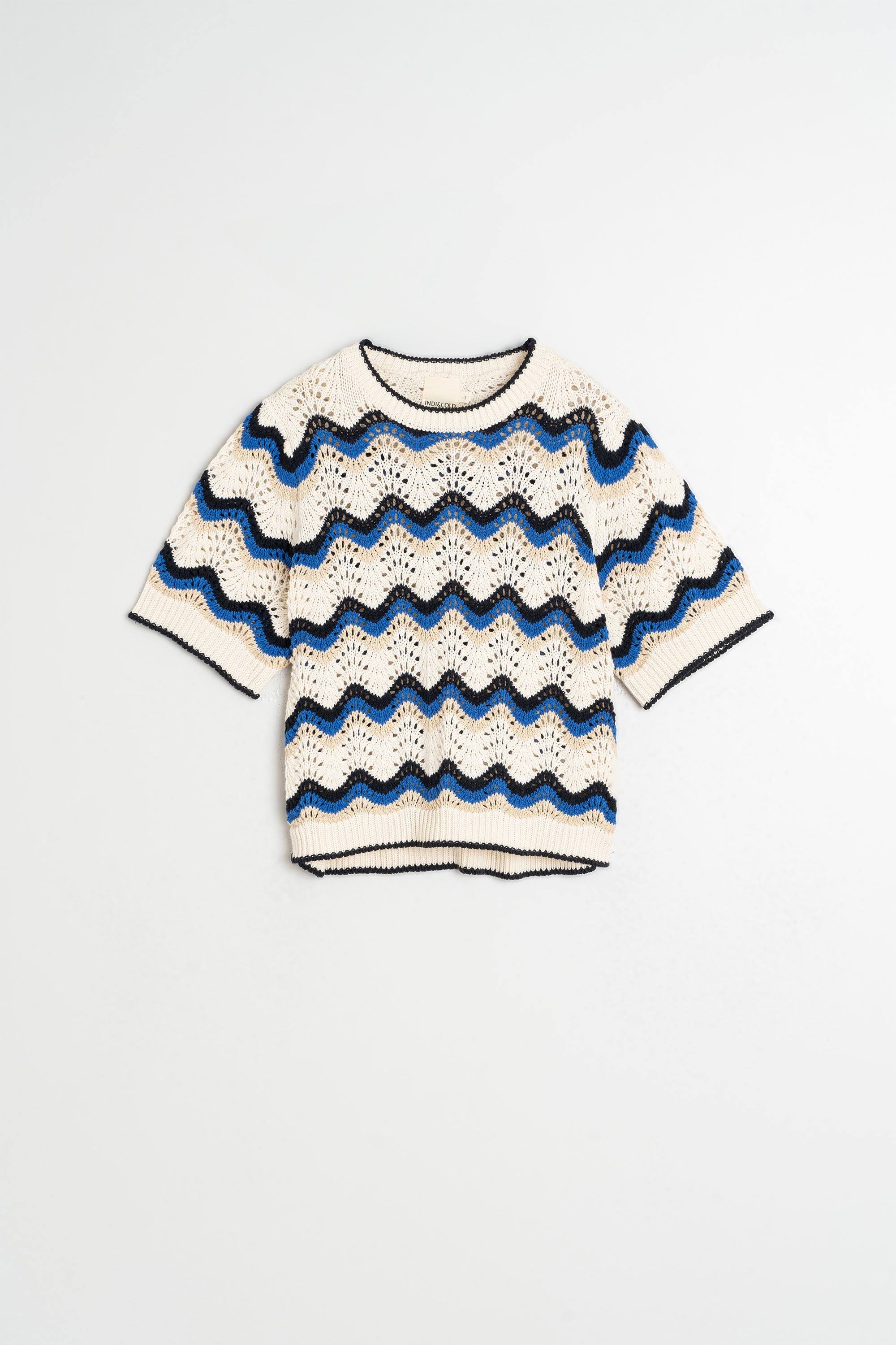 Crochet Zigzag Pattern Jumper - British Blue