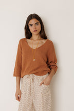 Organic Cotton Bouclé Jumper - Rust