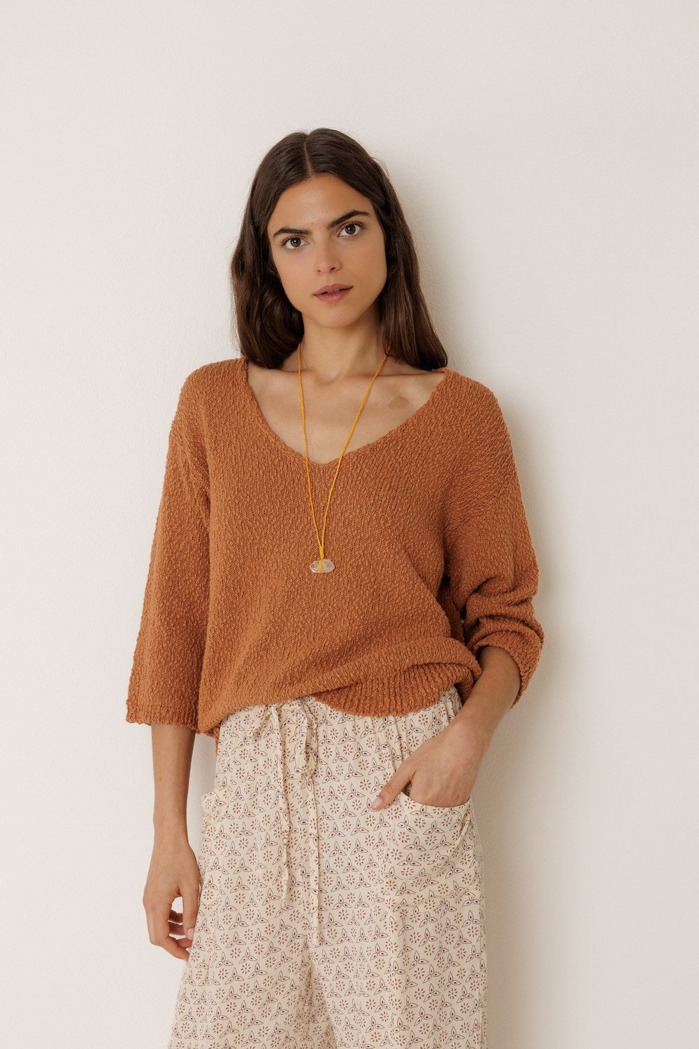 Organic Cotton Bouclé Jumper - Rust