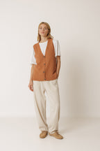 Organic Cotton Bouclé Cardigan - Rust