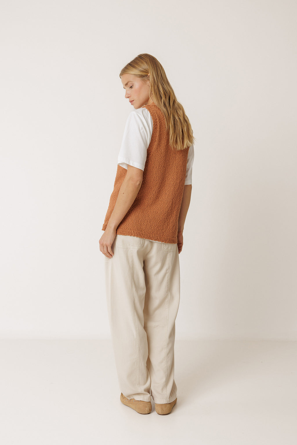 Organic Cotton Bouclé Cardigan - Rust