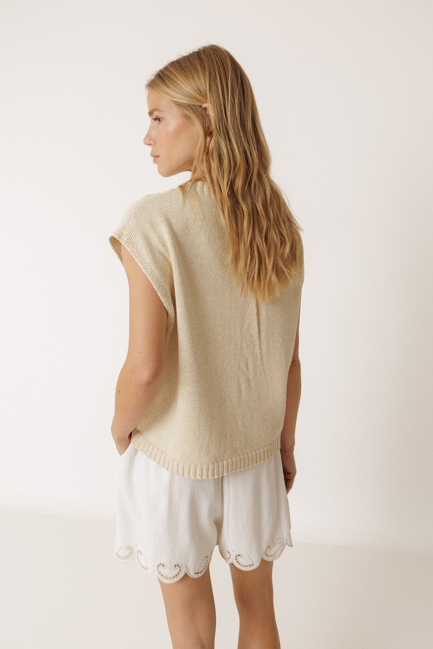 Boxy Fit Cardigan With Pockets - Ecru