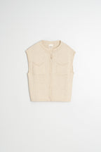 Boxy Fit Cardigan With Pockets - Ecru