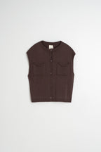 Boxy Cardigan With Pockets - Chocolate