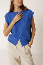 Boxy Fit Cardigan with Pockets - British Blue