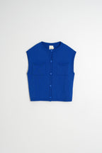 Boxy Fit Cardigan with Pockets - British Blue