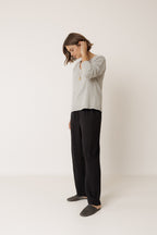 Plunging Neckline Jumper - Mottled Grey