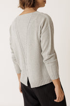 Plunging Neckline Jumper - Mottled Grey
