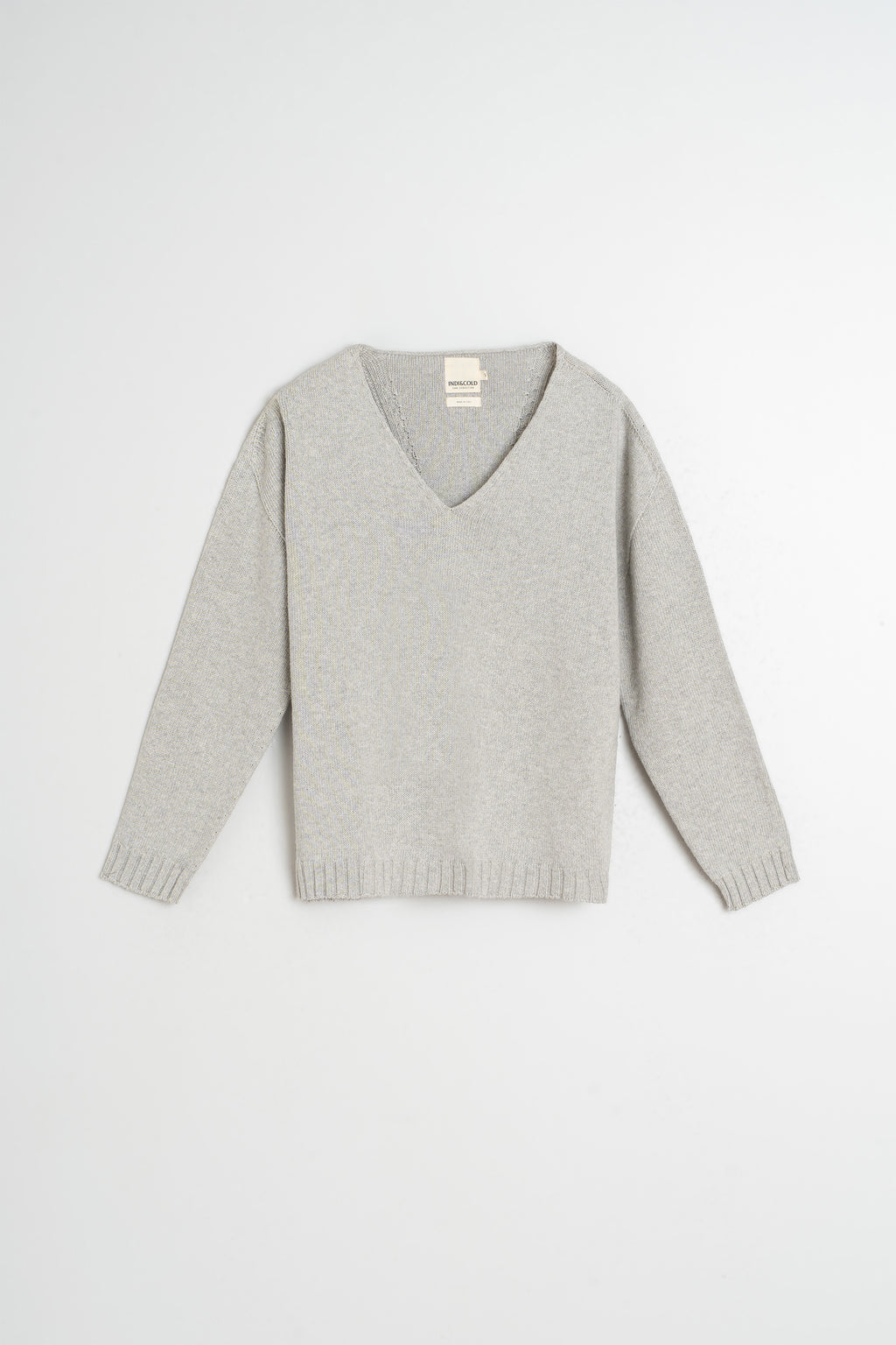 Plunging Neckline Jumper - Mottled Grey