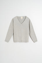 Plunging Neckline Jumper - Mottled Grey