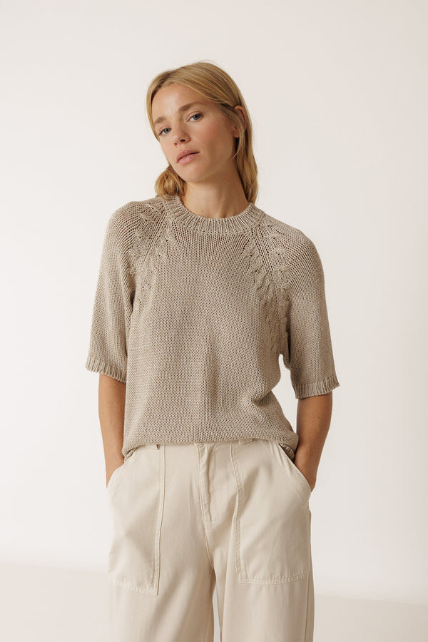 Jersey De Punto De Cinta - Beige