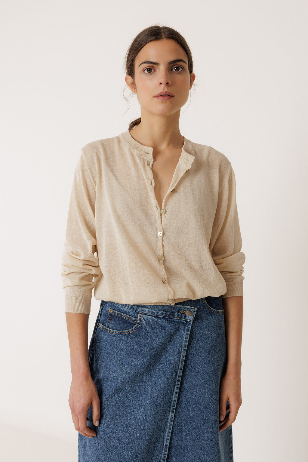 Chaqueta de Punto Transparente - Beige