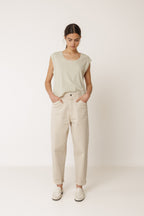 Boxy Striped T-Shirt - Khaki