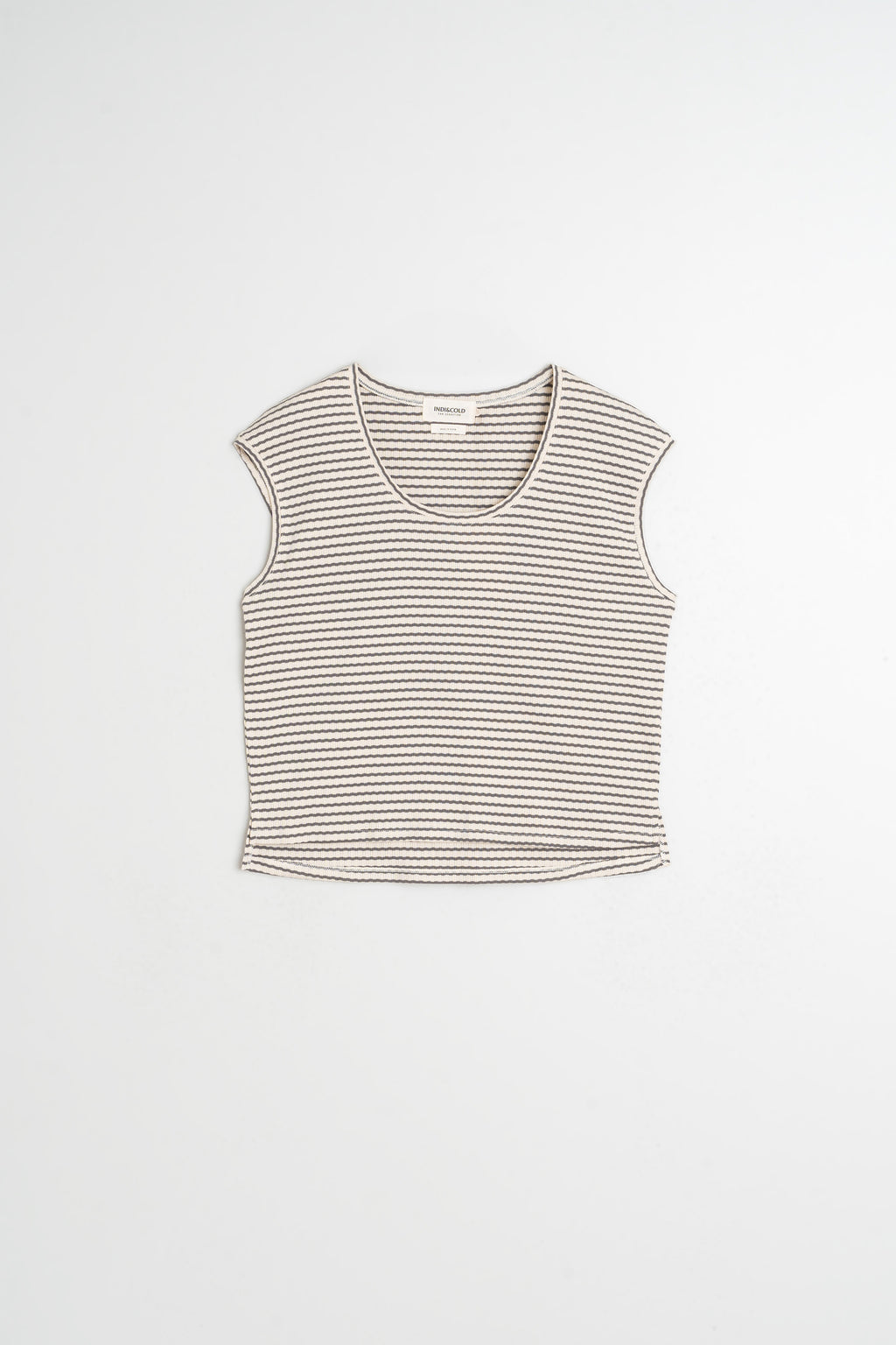 Striped Square-Cut T-Shirt - Charcoal