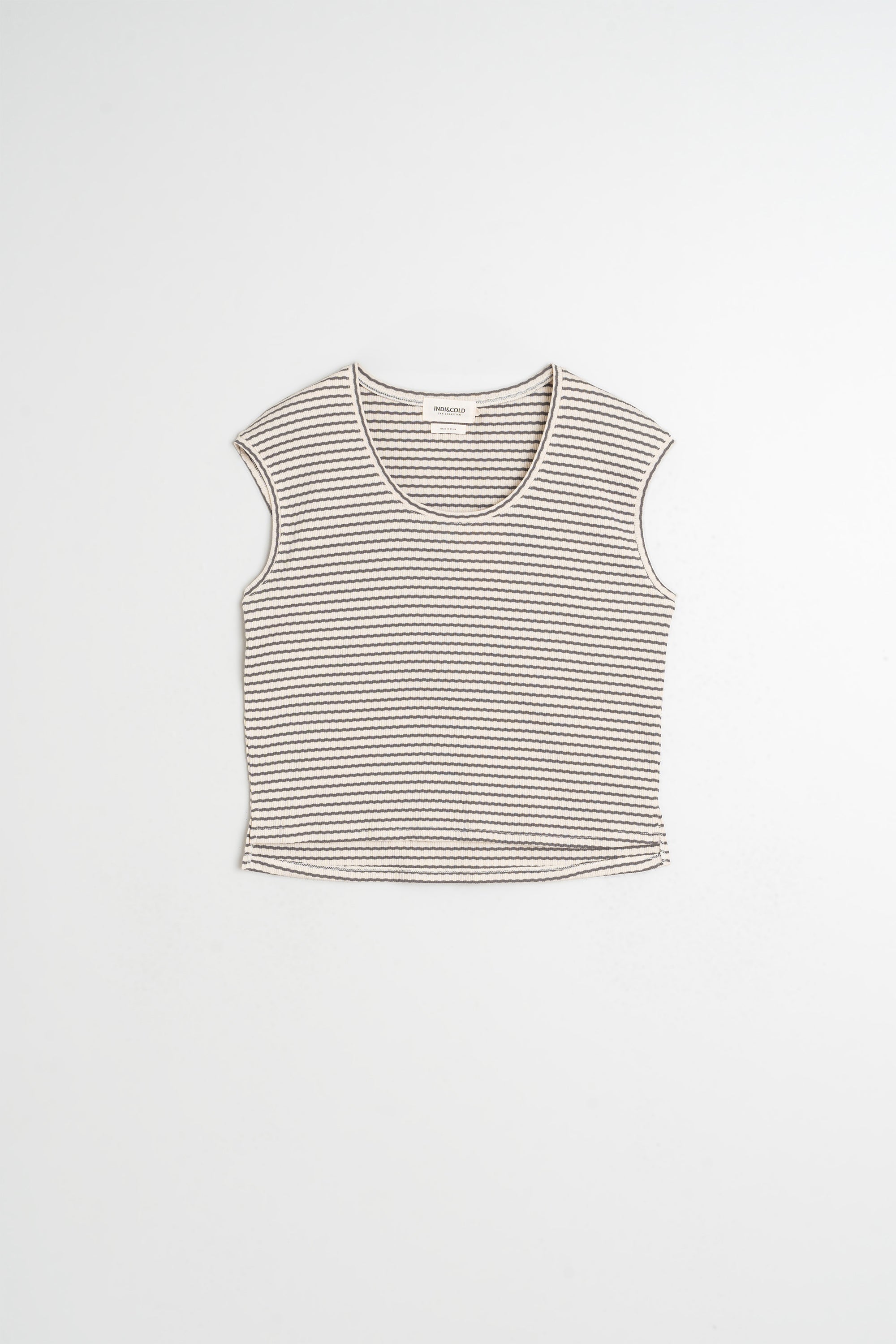 Striped Square-Cut T-Shirt - Charcoal