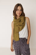 Textured Cotton Scarf - Khaki
