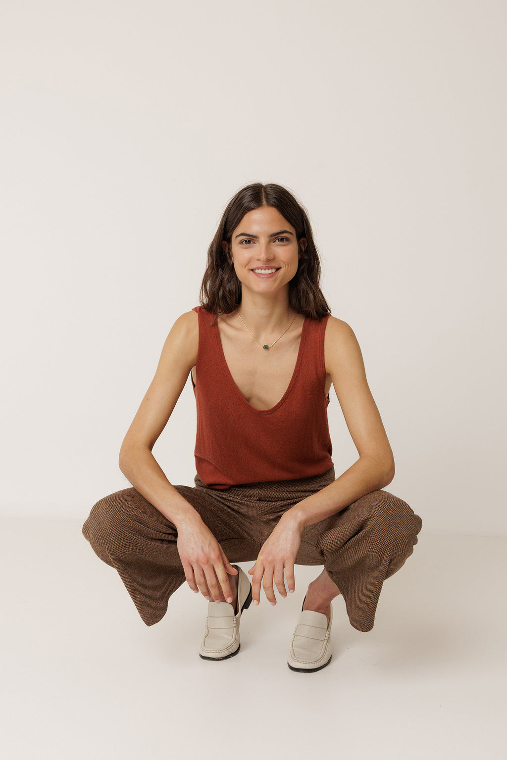 Piece-Dyed Knit Top - Terracotta