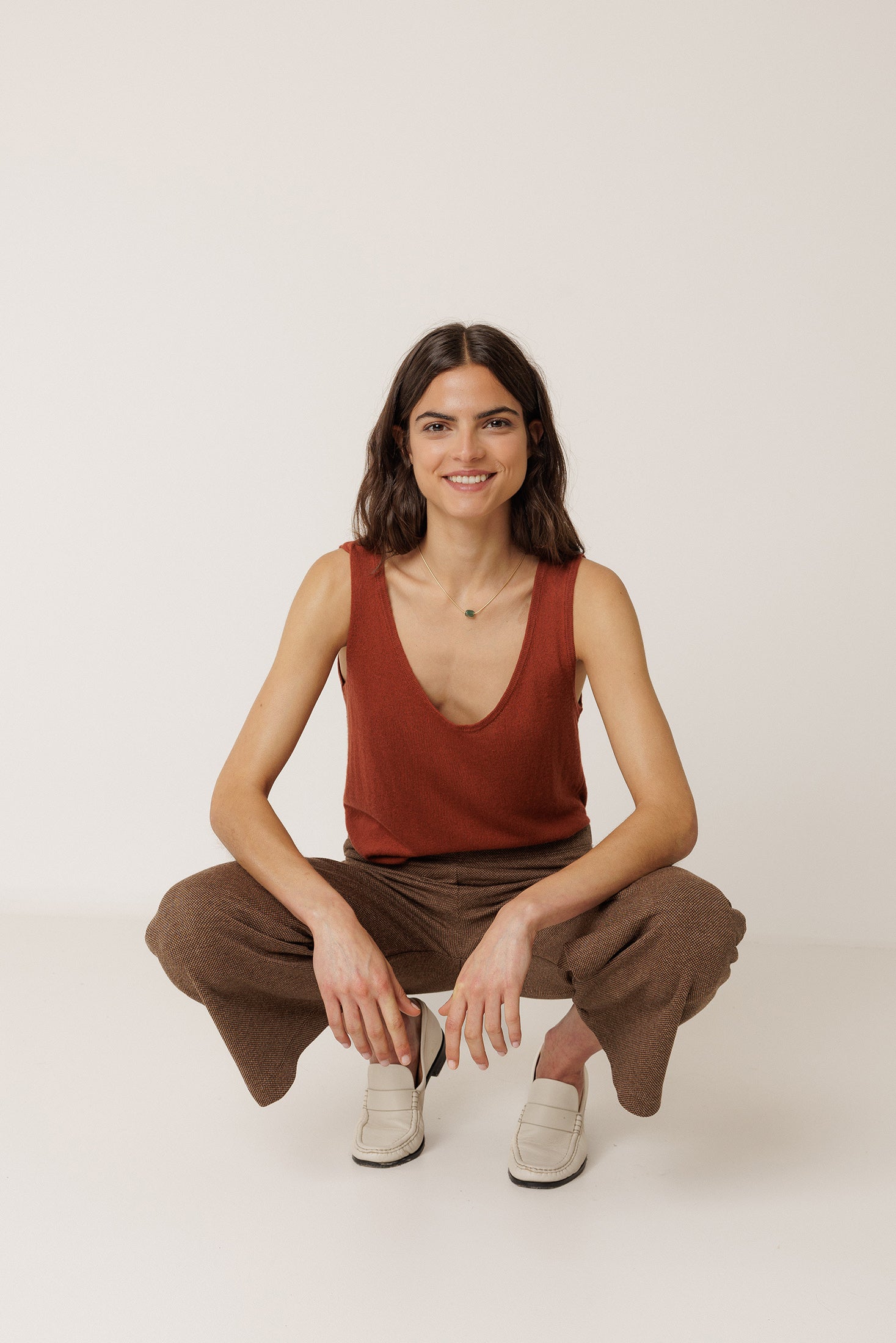 Piece-Dyed Knit Top - Terracotta