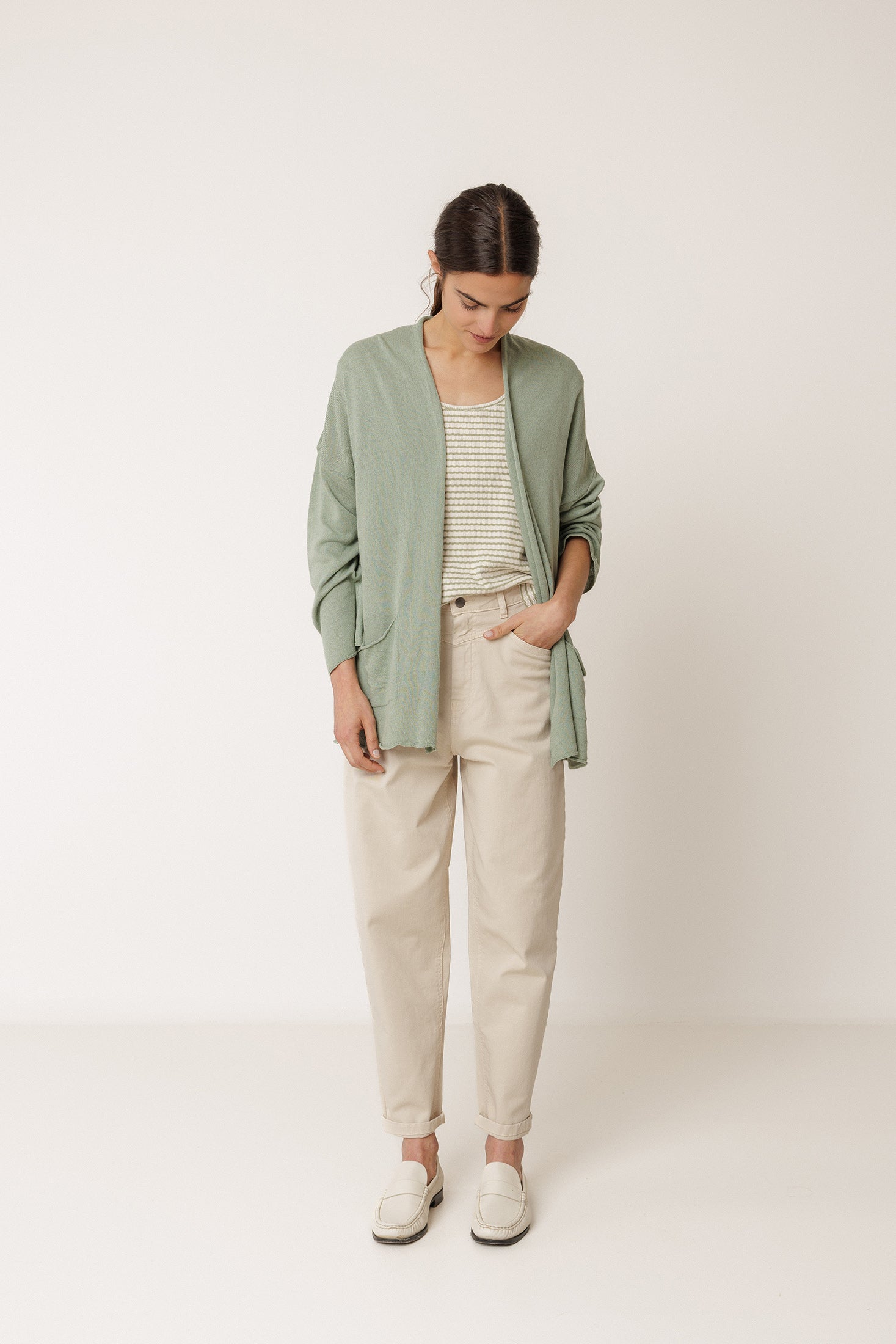 Chaqueta teñida en prenda - Salvia