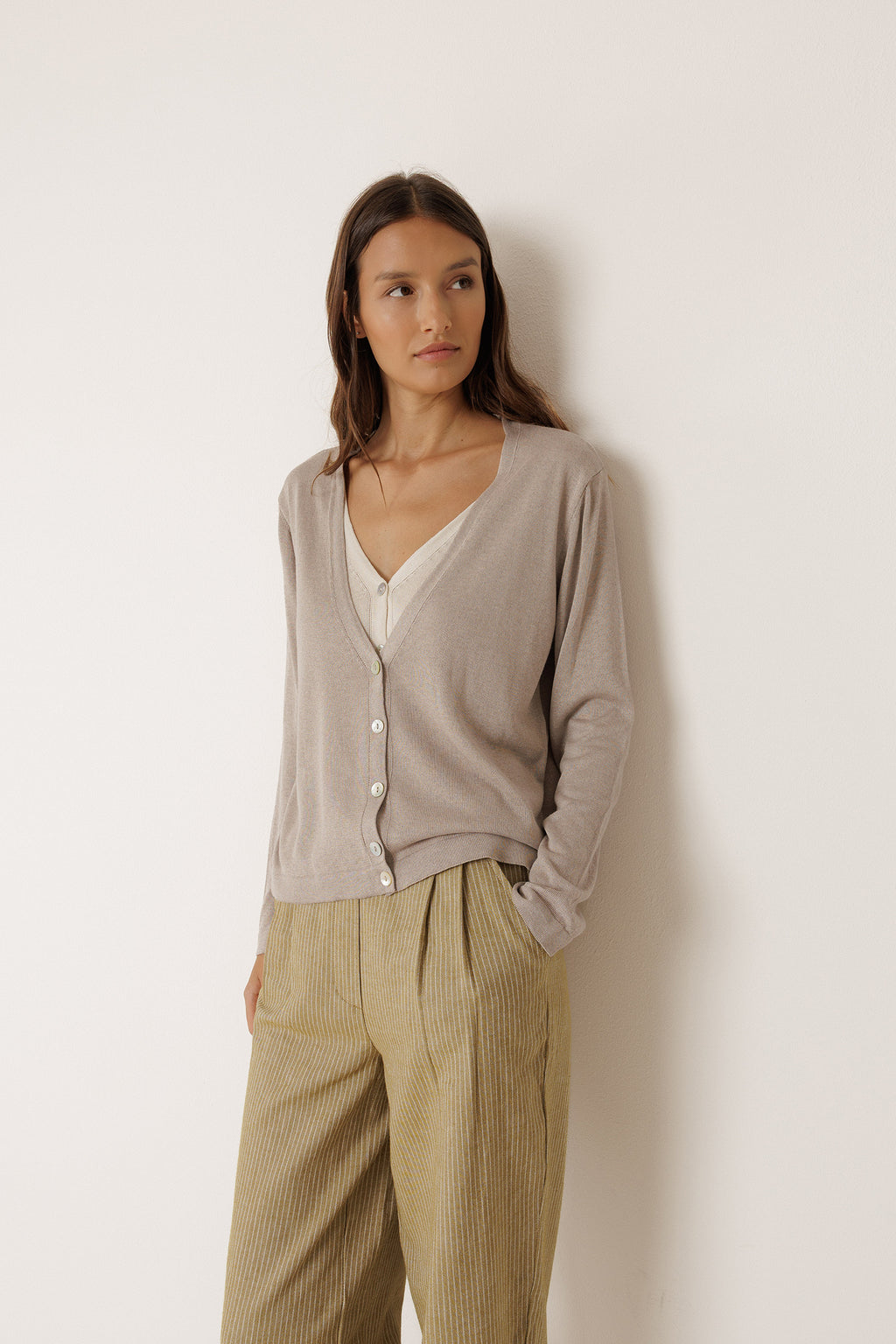 Double Knit Cardigan - Beige