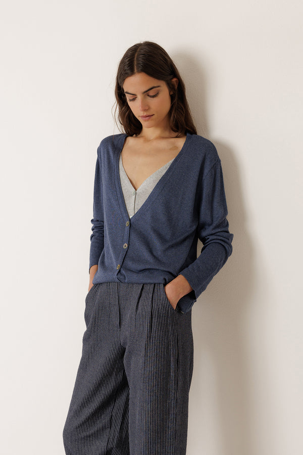 Chaqueta De Punto Doble - Índigo