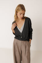Chaqueta de Punto Doble - Carbón