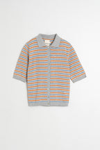 Striped Knit Polo - Marl Grey