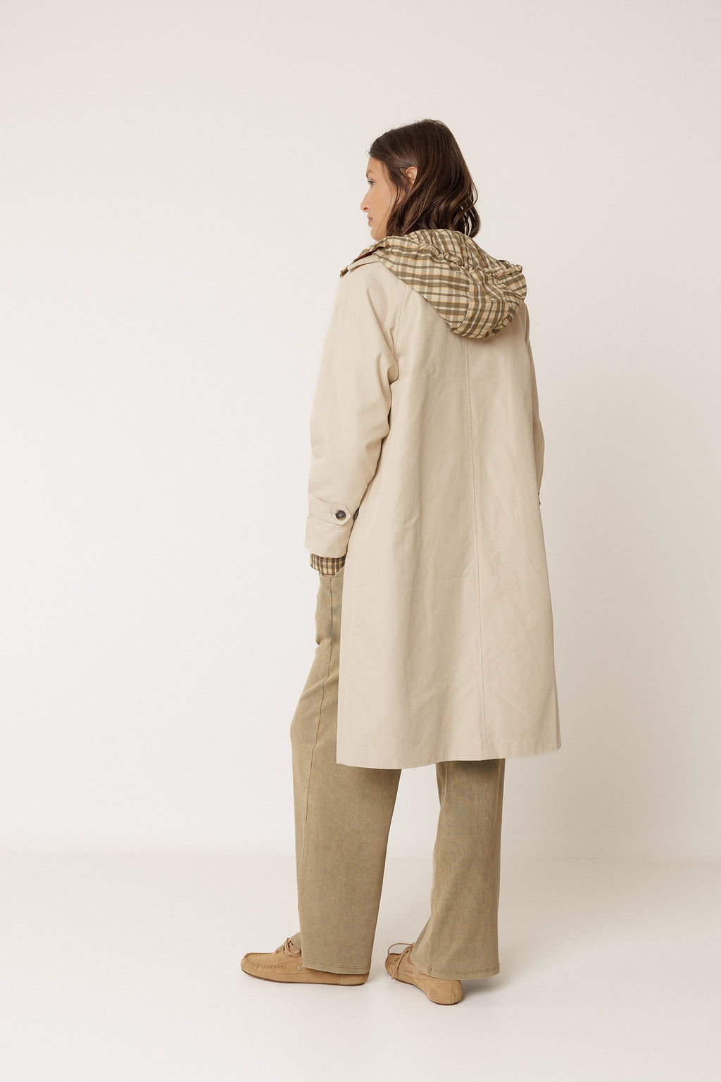 Reversible Checked Raincoat - Beige