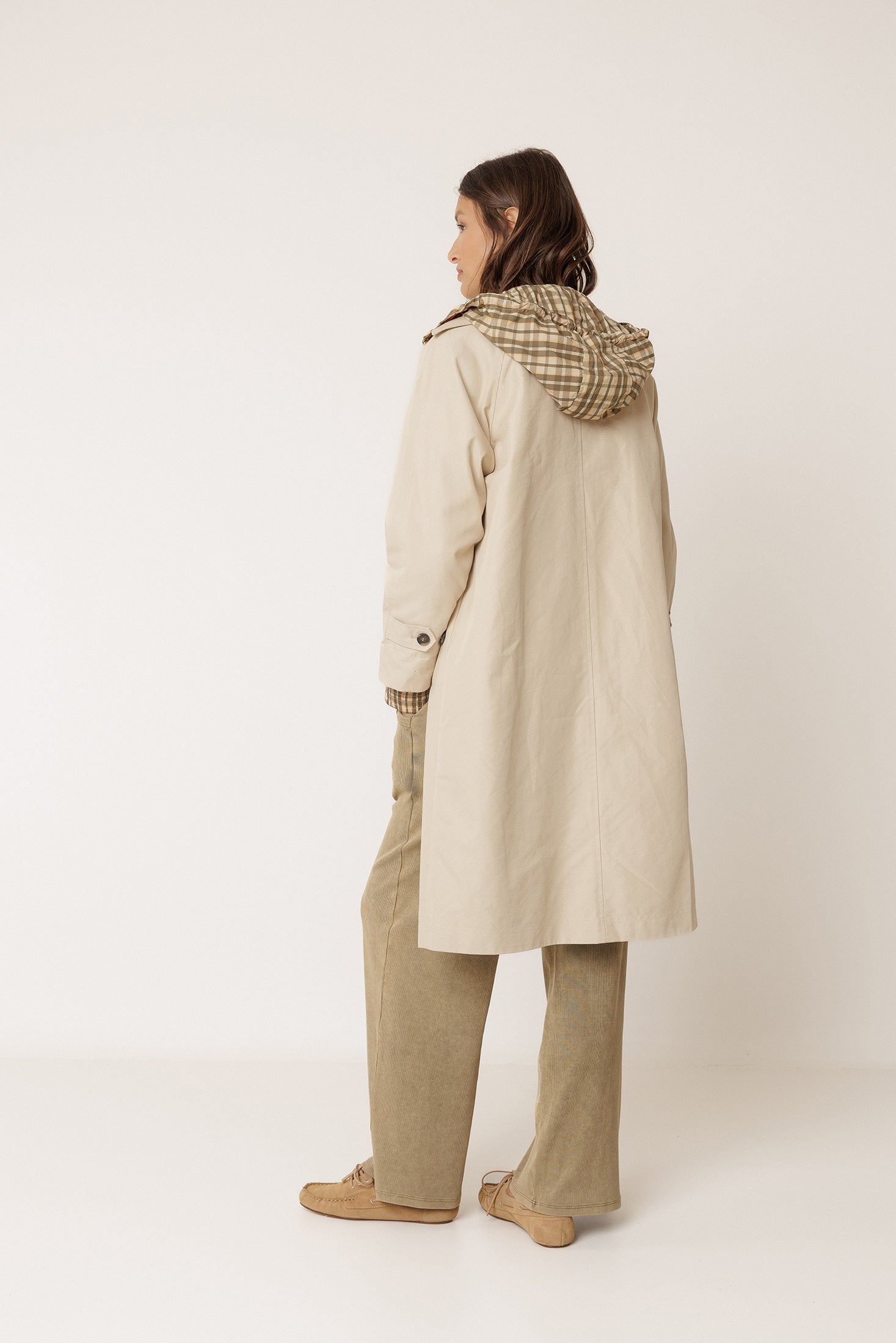 Reversible Checked Raincoat - Beige