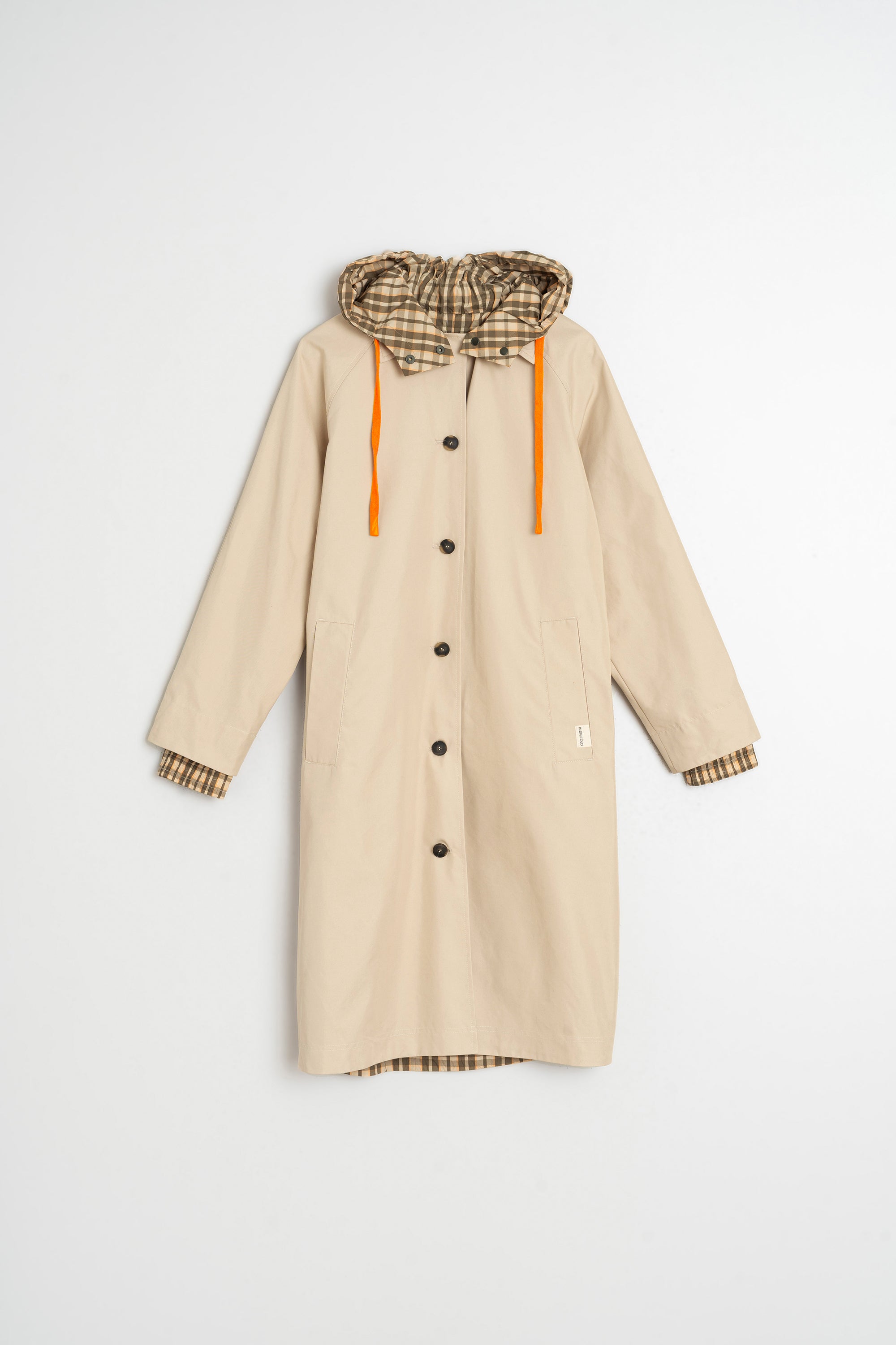Reversible Checked Raincoat - Beige