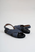 Cross-Strap Denim Sandals - Denim