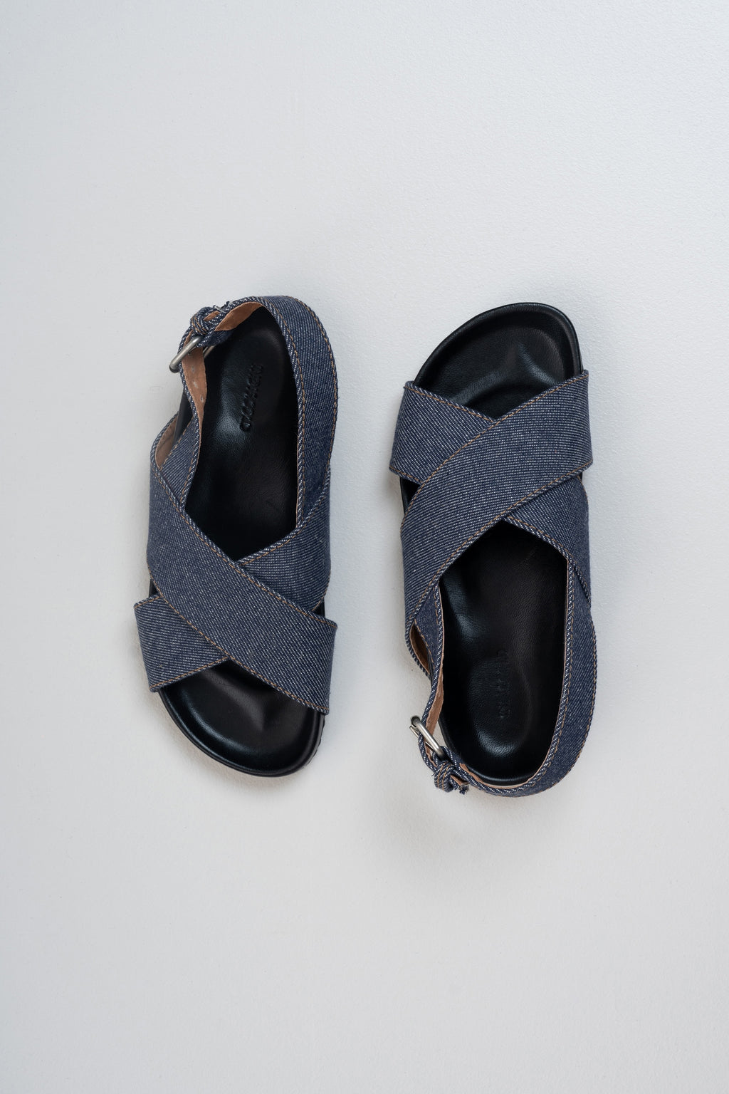 Cross-Strap Denim Sandals - Denim