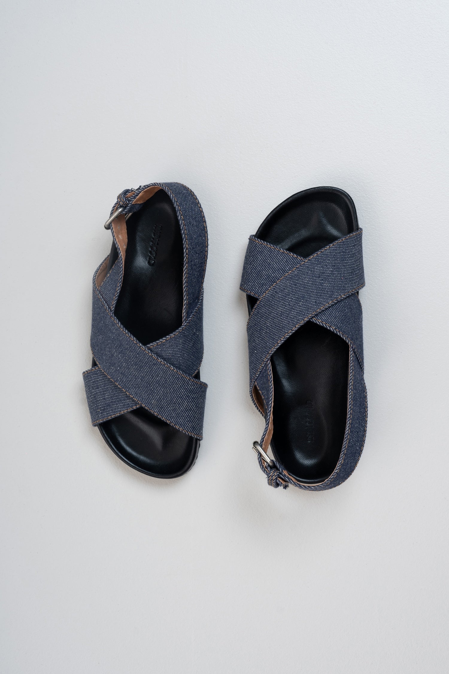 Cross-Strap Denim Sandals - Denim