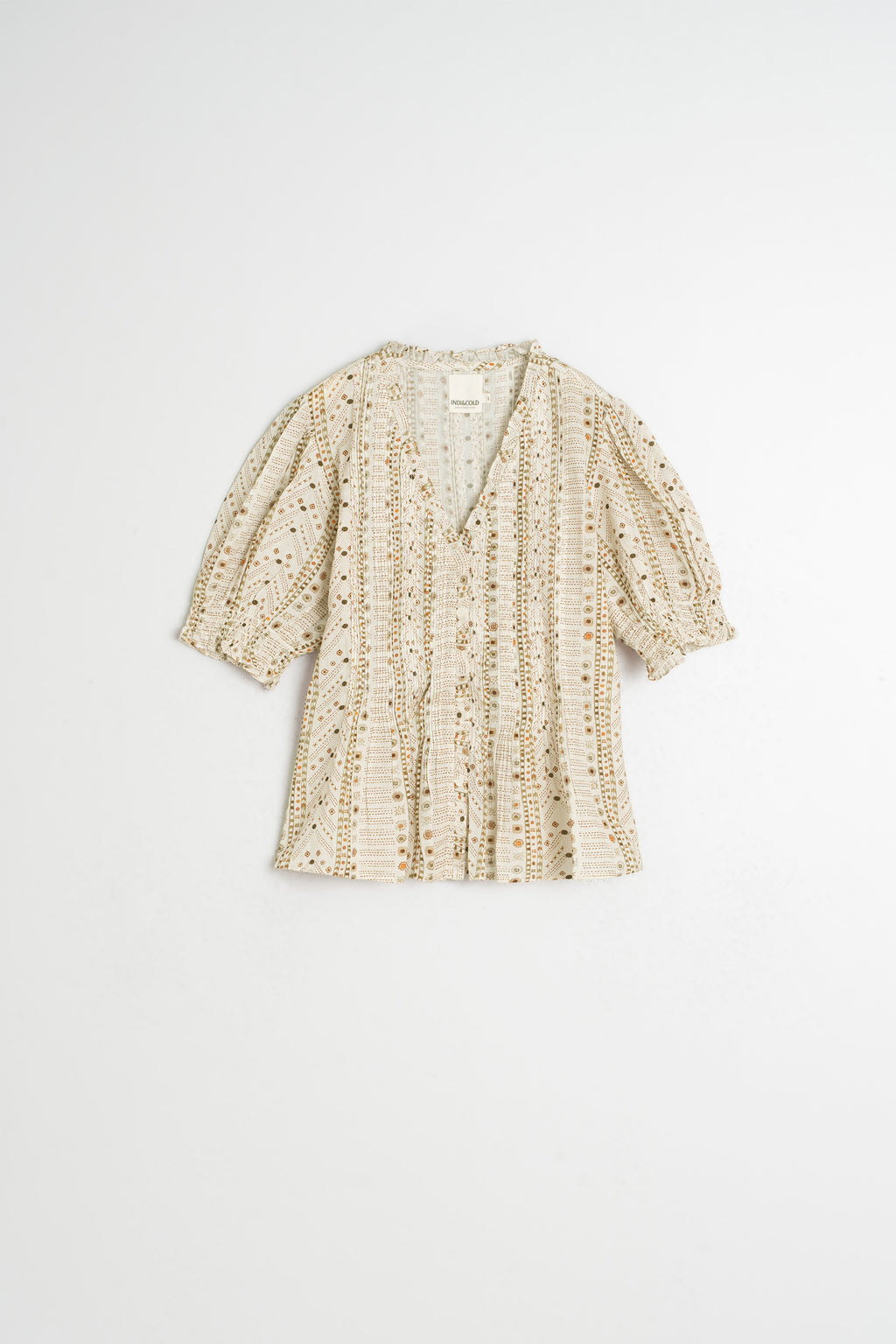 Camisa con Microvolantes - Crudo