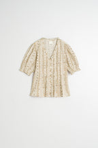Camisa con Microvolantes - Crudo