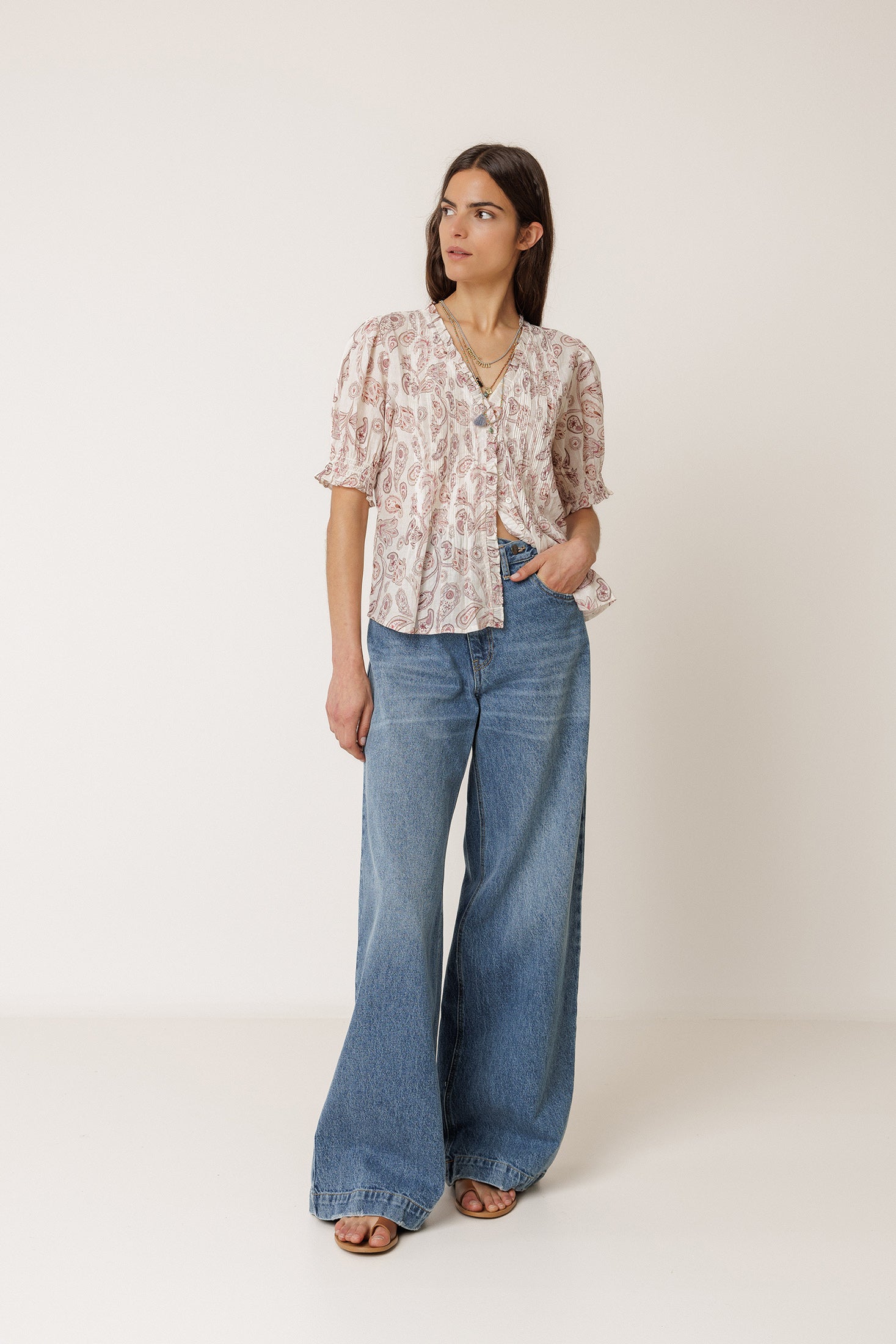 Micro-Ruffle Shirt - Lychee