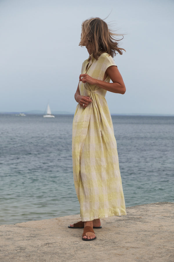 Vestido cruzado vichy - Wasabi