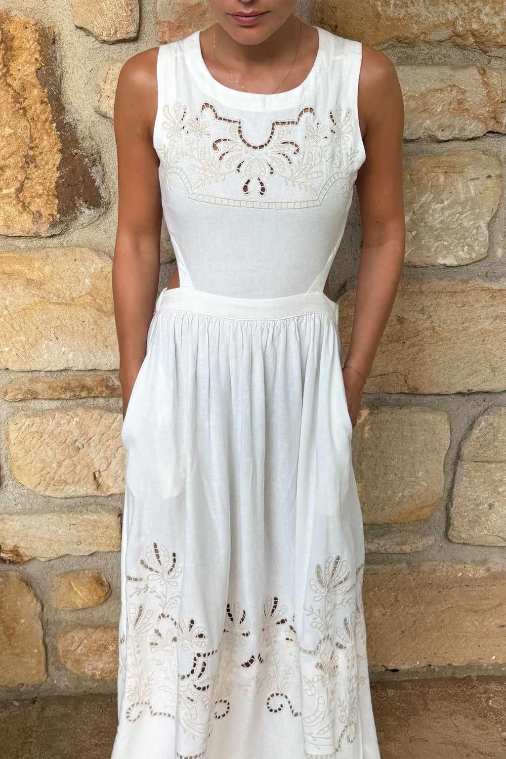 Embroidered Dress - Ecru