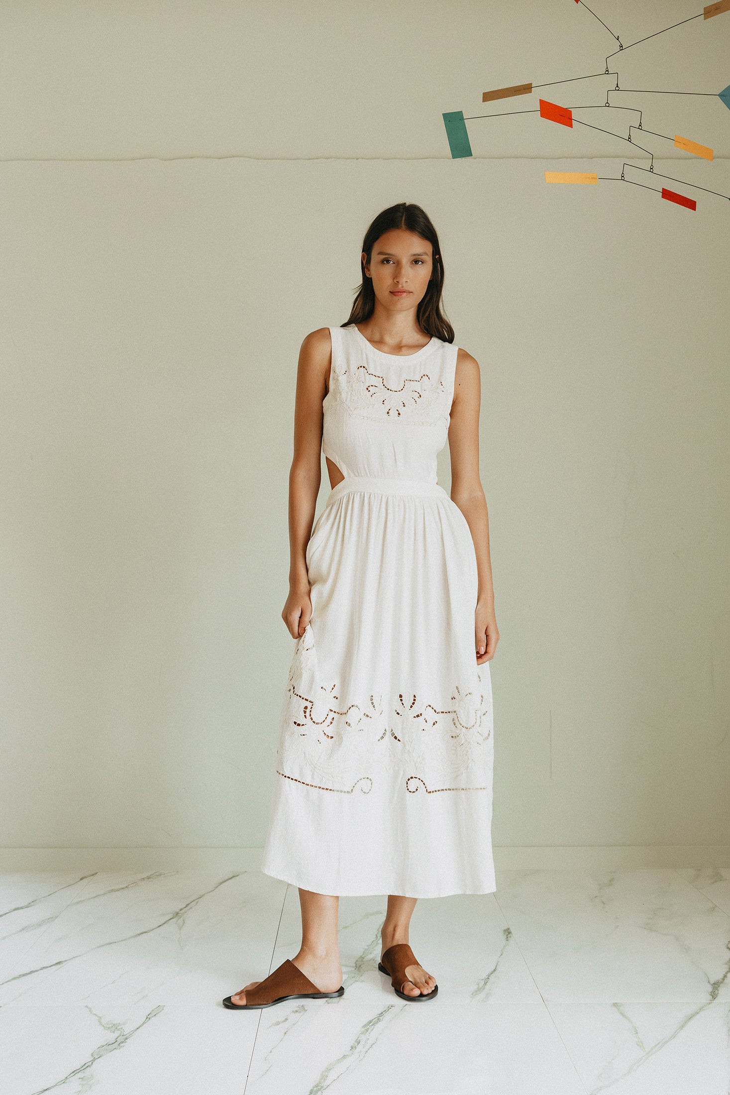 Embroidered Dress - Ecru