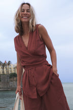 Satin Lavallière-Collar Shirt - Garnet