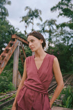 Satin Lavallière-Collar Shirt - Garnet