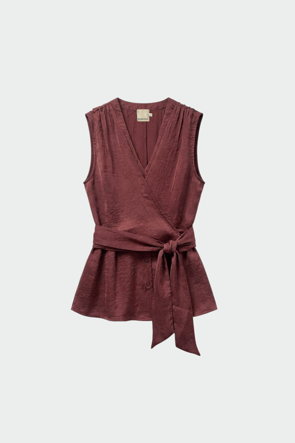 Satin Lavallière-Collar Shirt - Garnet