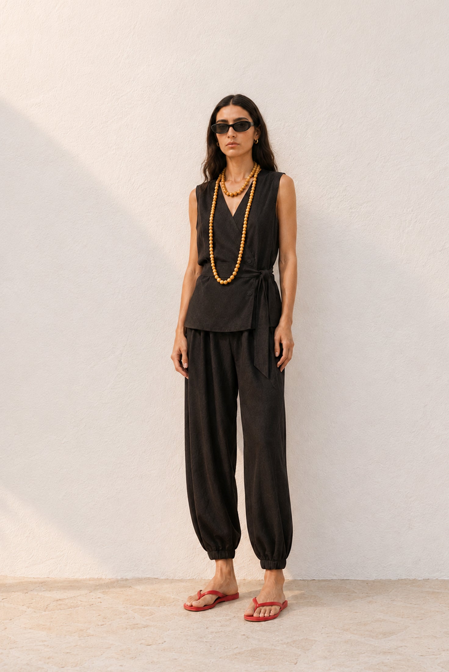 Satin Balloon Trousers - Coco