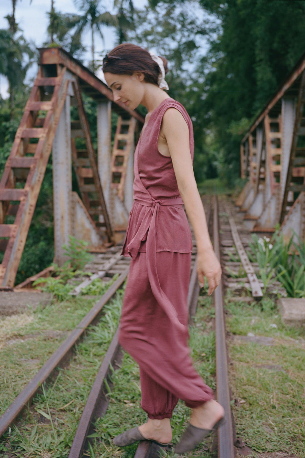 Satin Balloon Trousers - Garnet