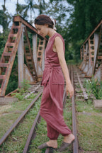 Satin Balloon Trousers - Garnet