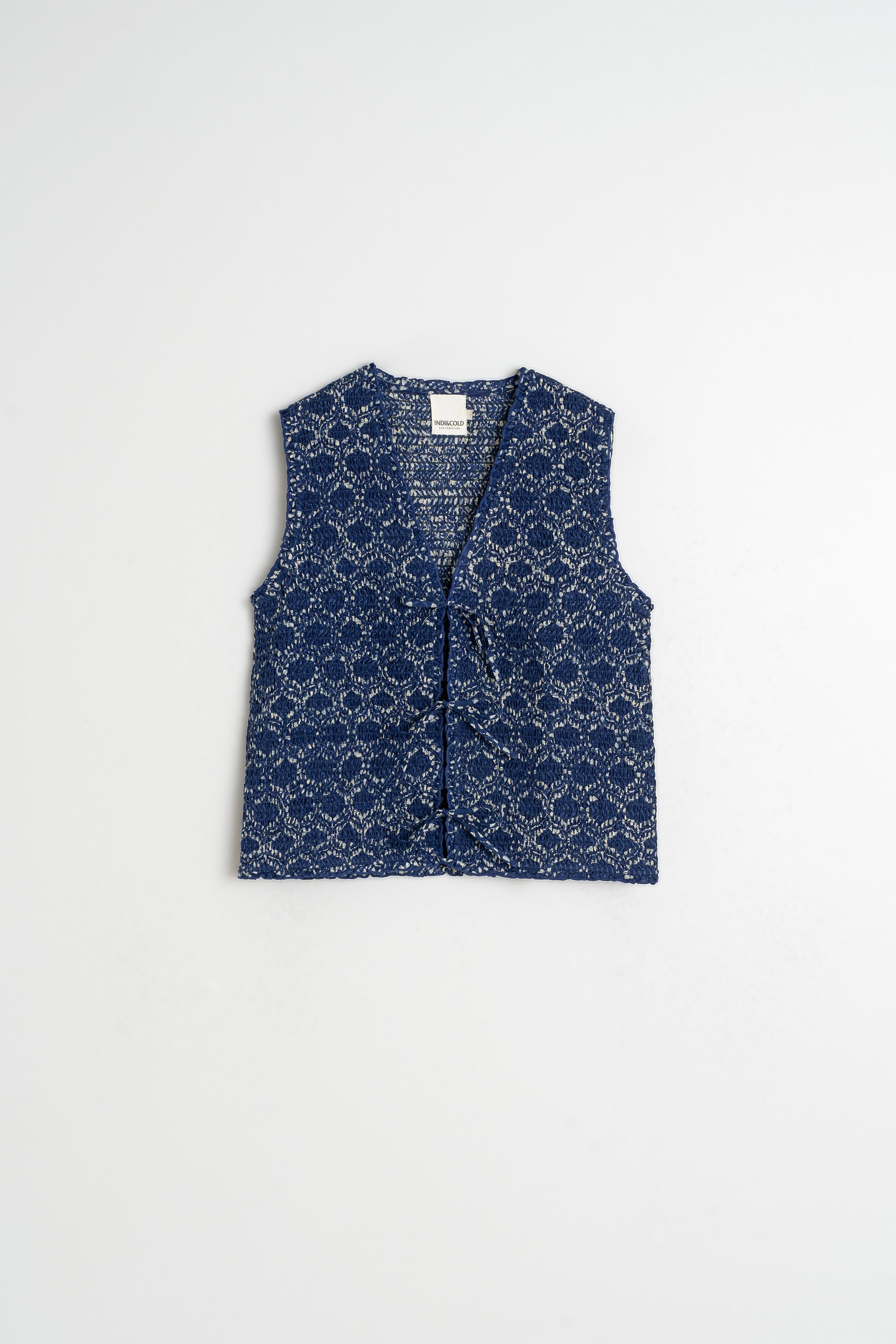 Elasticated Tie Cardigan - Indigo