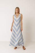Long Striped Dress - Blue