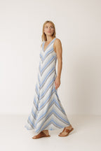 Long Striped Dress - Blue