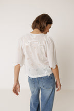 Chemise Coupe Carrée À Broderie Schiffli - Blanc