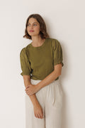 Balloon Sleeve T-Shirt - Khaki